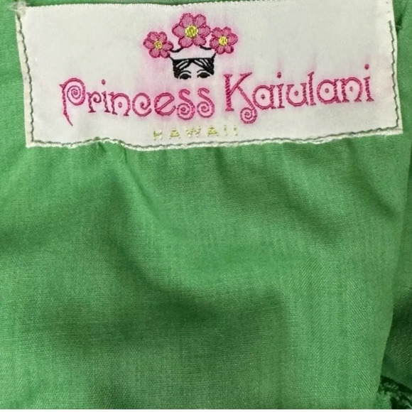 Princess Kaiulani Vintage Dress Womens Small Green Hawaiian 60's Empire Maxi Dot - Picture 8 of 11